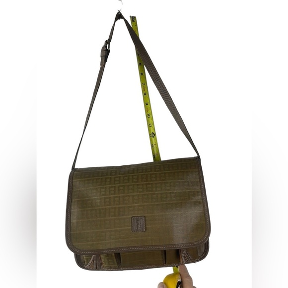 VINTAGE FENDI Zucchino Brown Monogram Coated Canvas Shoulder Messenger Bag - Picture 10 of 15